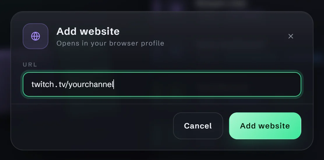 Paste the website address