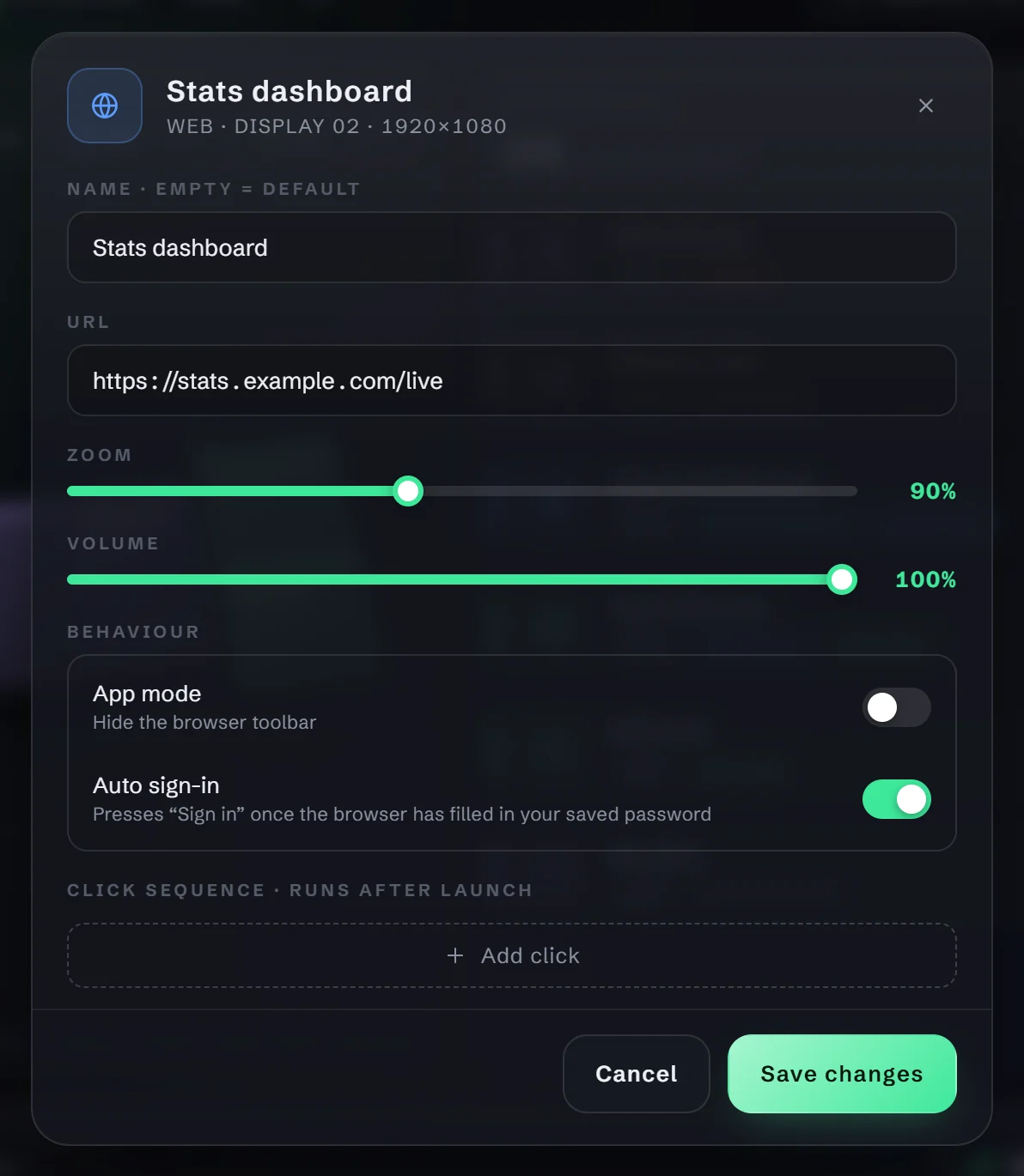 Editing a website workspace