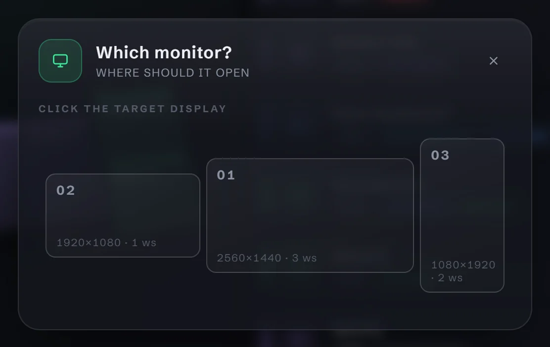 Choosing the display a workspace opens on